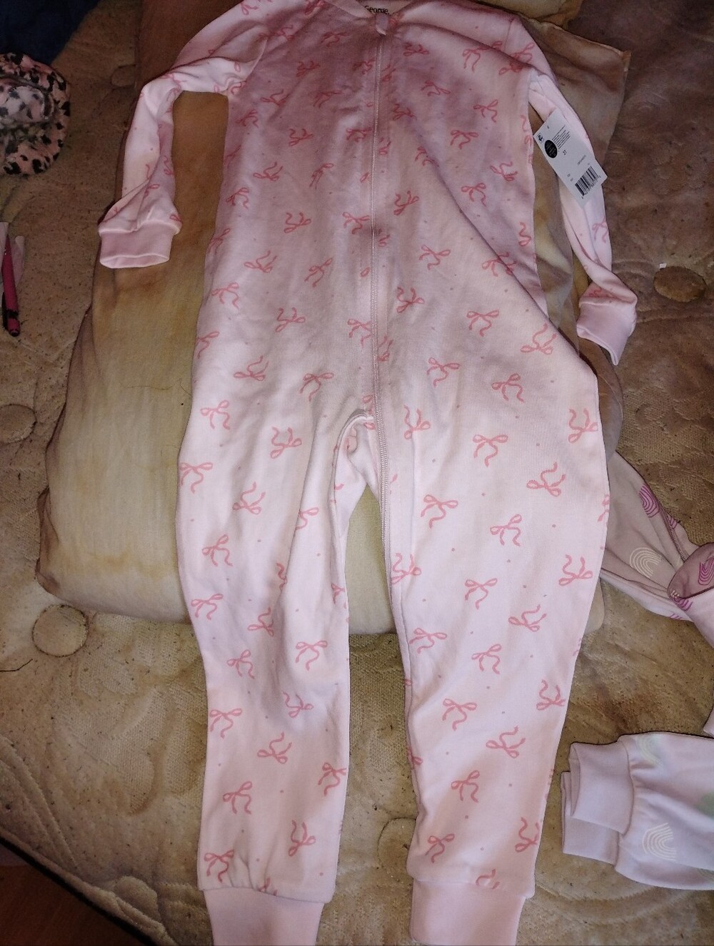George Light Pink Bow-Print One-Piece Bodysuit